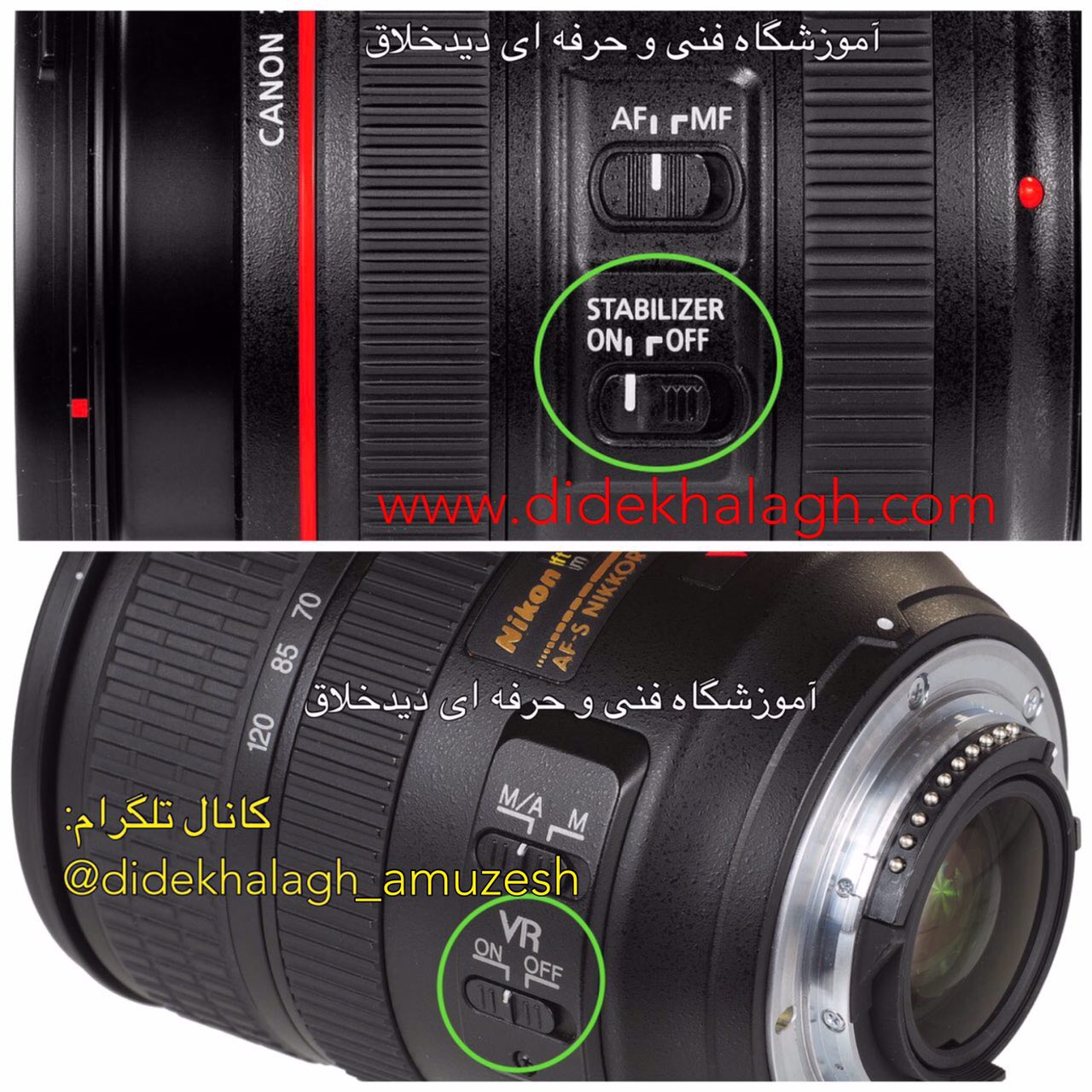 تنظیم استابلایزر لنز برای گرفتن عکس پنینگ در دوربین های کنون (Canon) و نیکون (Nikon)